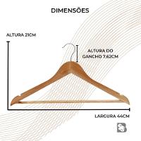 Kit 3 Unidades Cabides De Madeira Com Verniz - 3