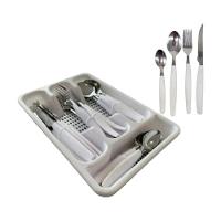 Kit Jogo De Faqueiro 25 Peças Com Porta Talheres Branco - 1