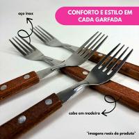 Kit 12 Garfos De Mesa Com Cabo De Madeira - 2