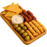 Petisqueira Bambu Retangular Bandeja Petiscos Aperitivos Frios 26cm - 1