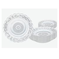 Kit Conjunto 4 Unidades Prato Fundo Vidro Transparente - 1