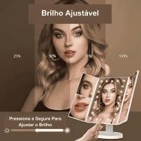 Espelho De Maquiagem Dobrável Triplo Com Iluminação Led - Branco - 2