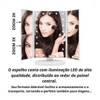 Espelho De Maquiagem Dobrável Triplo Com Iluminação Led - Branco