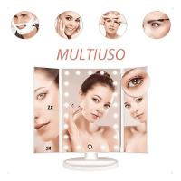 Espelho De Maquiagem Dobrável Triplo Com Iluminação Led - Branco - 6