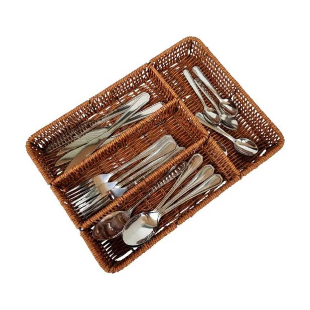 Organizador Porta Talheres Faqueiro 4 Divisórias Estilo Rattan - 1