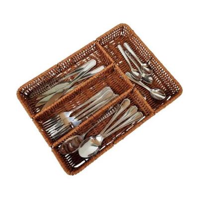 Organizador Porta Talheres Faqueiro 4 Divisórias Estilo Rattan