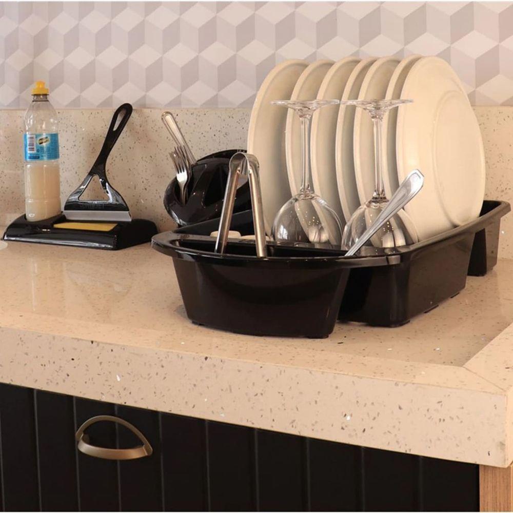 Escorredor De Louças Para Pratos Copos Talheres - Preto - 3