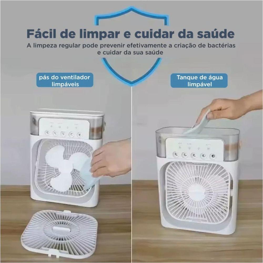 Mini Ar Condicionado Climatizador Umidificador Ventilador Agua Com Led Portátil Preto - 4