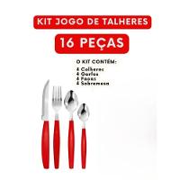 Kit 16 Peças Jogo De Talheres De Mesa Vermelho - 2