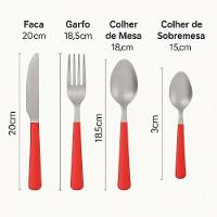 Kit 16 Peças Jogo De Talheres De Mesa Vermelho - 4
