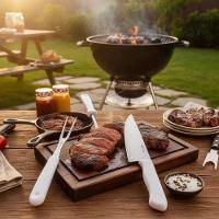 Kit 3 Peças Para Churrasco Faca Garfo Chaira Aço Inox - 2