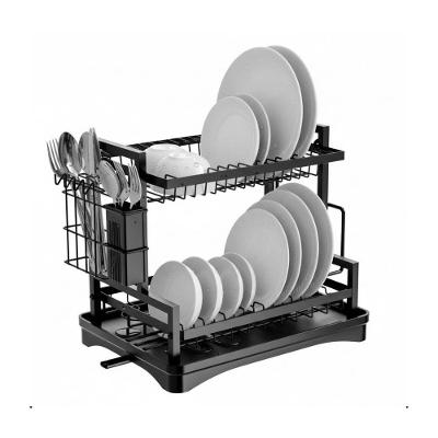 Escorredor De Louças 2 Andares Multifuncional De Bancada Preto Fosco