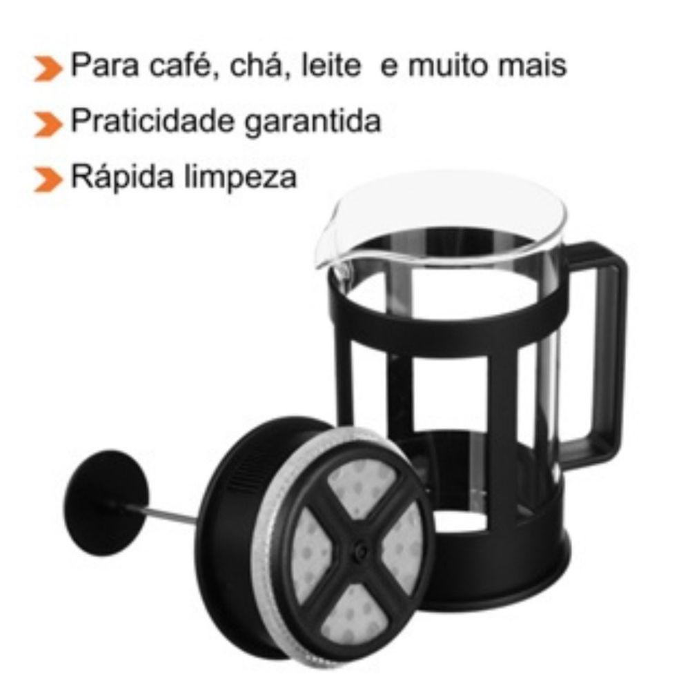 Cafeteira Prensa Francesa Cremeira 350 Café Chá Em Vidro Preta - 3