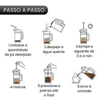 Cafeteira Prensa Francesa Cremeira 350 Café Chá Em Vidro Preta - 5