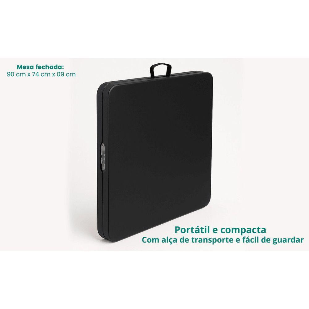 Mesa Dobrável Vira Maleta Com Alça Portátil 1,80m Camping Preta - 4
