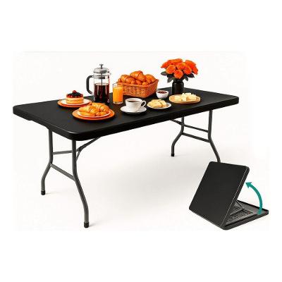 Mesa Dobrável Vira Maleta Com Alça Portátil 1,80m Camping Preta