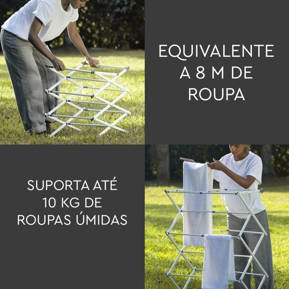 Varal De Chão Sanfonado Vertical Retrátil Extensível Dobrável Branco - 2