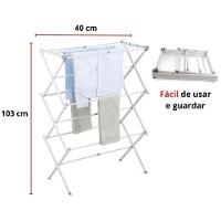 Varal De Chão Sanfonado Vertical Retrátil Extensível Dobrável Branco - 4