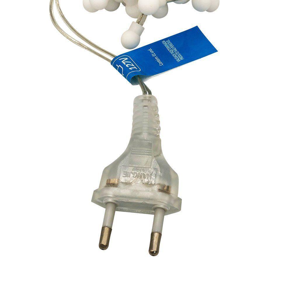 Cordão Led Fio Luz Varal 8 Funções Com 100 Bolinhas Natal 127v - Branco Quente - 3