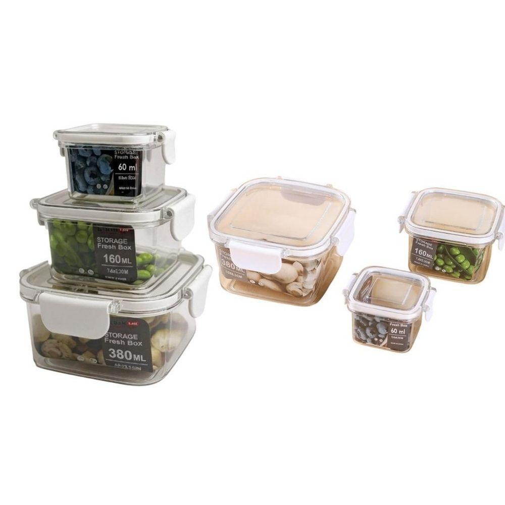 Kit 3 Potes Pote Hermético Acrílico Organizador De Geladeira Tampa Alta Vedação Em Silicone - 2