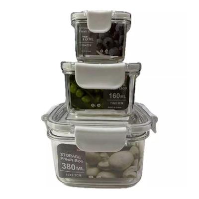 Kit 3 Potes Pote Hermético Acrílico Organizador De Geladeira Tampa Alta Vedação Em Silicone