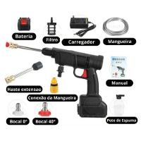 Pistola Lava Jato Portátil Recarregável 8 Peças Preto - 2