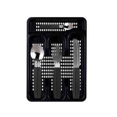 Kit Conjunto 17 Peças Faqueiro Com Porta Talheres Preto