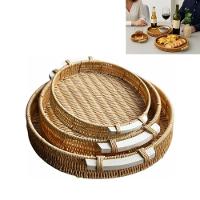 Kit 3 Peças Bandejas Redondas Em Madeira - 1