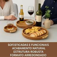 Kit 3 Peças Bandejas Redondas Em Madeira - 2