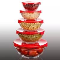Kit 5 Potes De Vidro Redondos Com Tampa Plástica Conjunto De Tigelas Vidro Com Tampa - 2