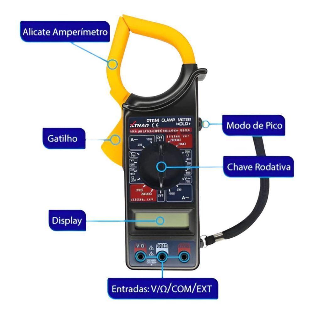 Alicate Amperímetro Digital Portátil Teste Tensão Elétrica - 2