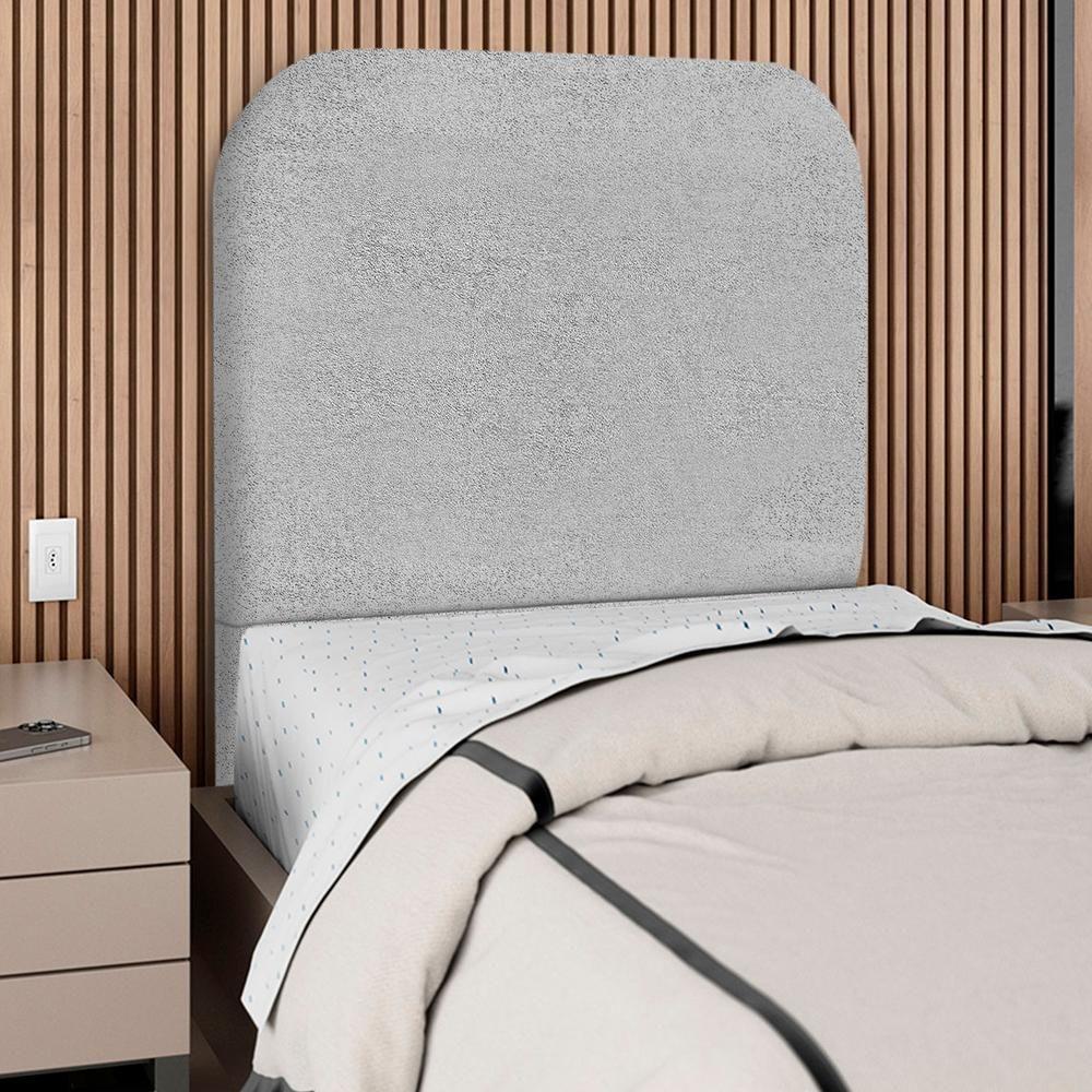 Cabeceira Solteiro 100 Cm Com Frame Alana Boucle Cinza Artte Cinza - 2