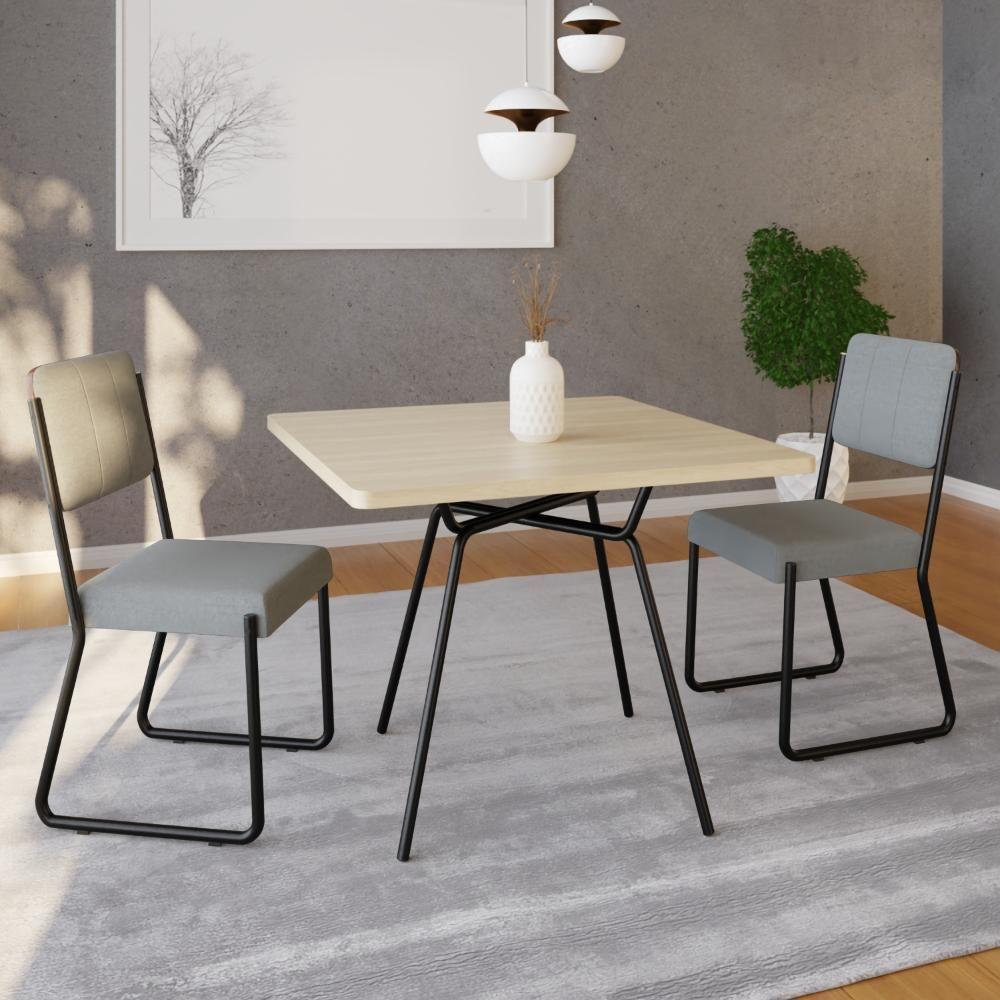 Mesa De Jantar Quadrada Soho 90cm Off White - Est.preta - 2