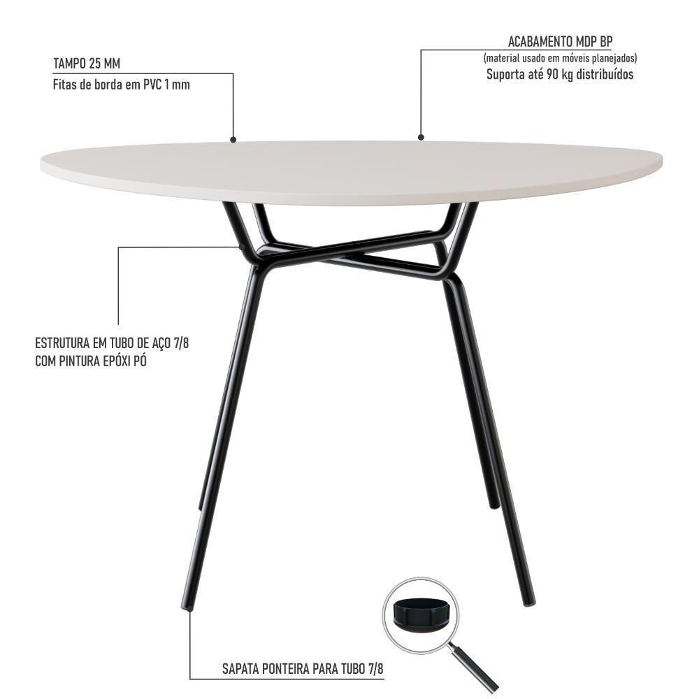 Mesa De Jantar Orgânica Soho 120cm Off White - Est.preta - 8