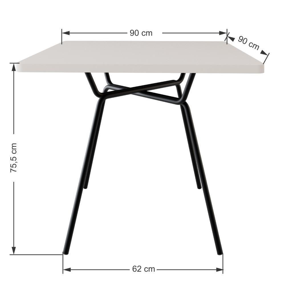 Mesa De Jantar Quadrada Soho 90cm Acácia Mel - Est.preta - 7