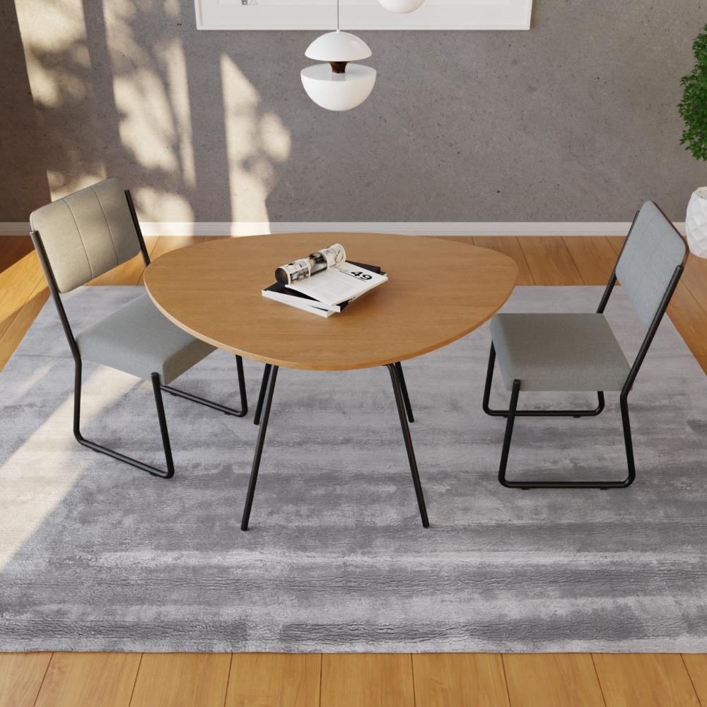 Mesa De Jantar Orgânica Soho 120cm Acácia Mel - Est.preta - 2