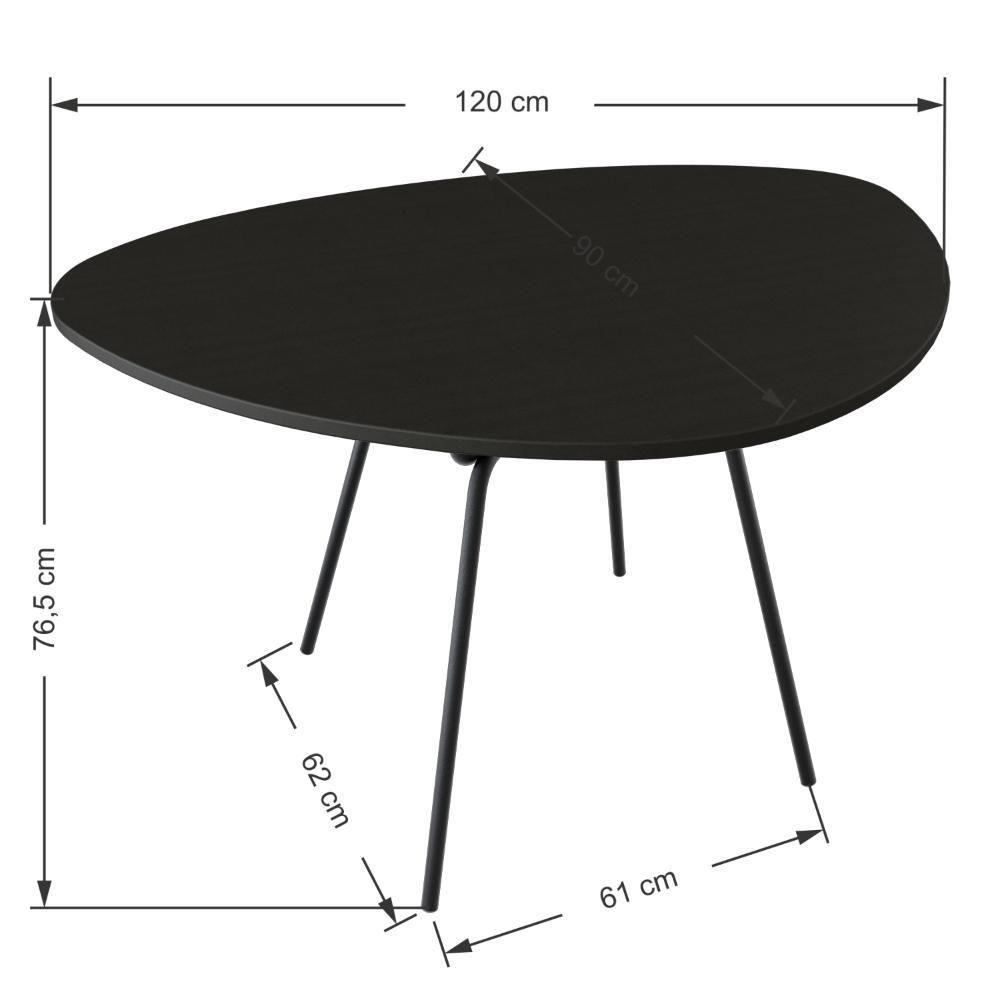 Mesa De Jantar Orgânica Soho 120cm Preto Tx - Est.preta - 3