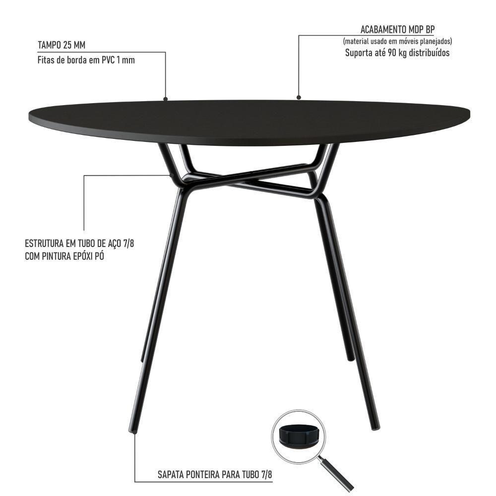 Mesa De Jantar Orgânica Soho 120cm Preto Tx - Est.preta - 4