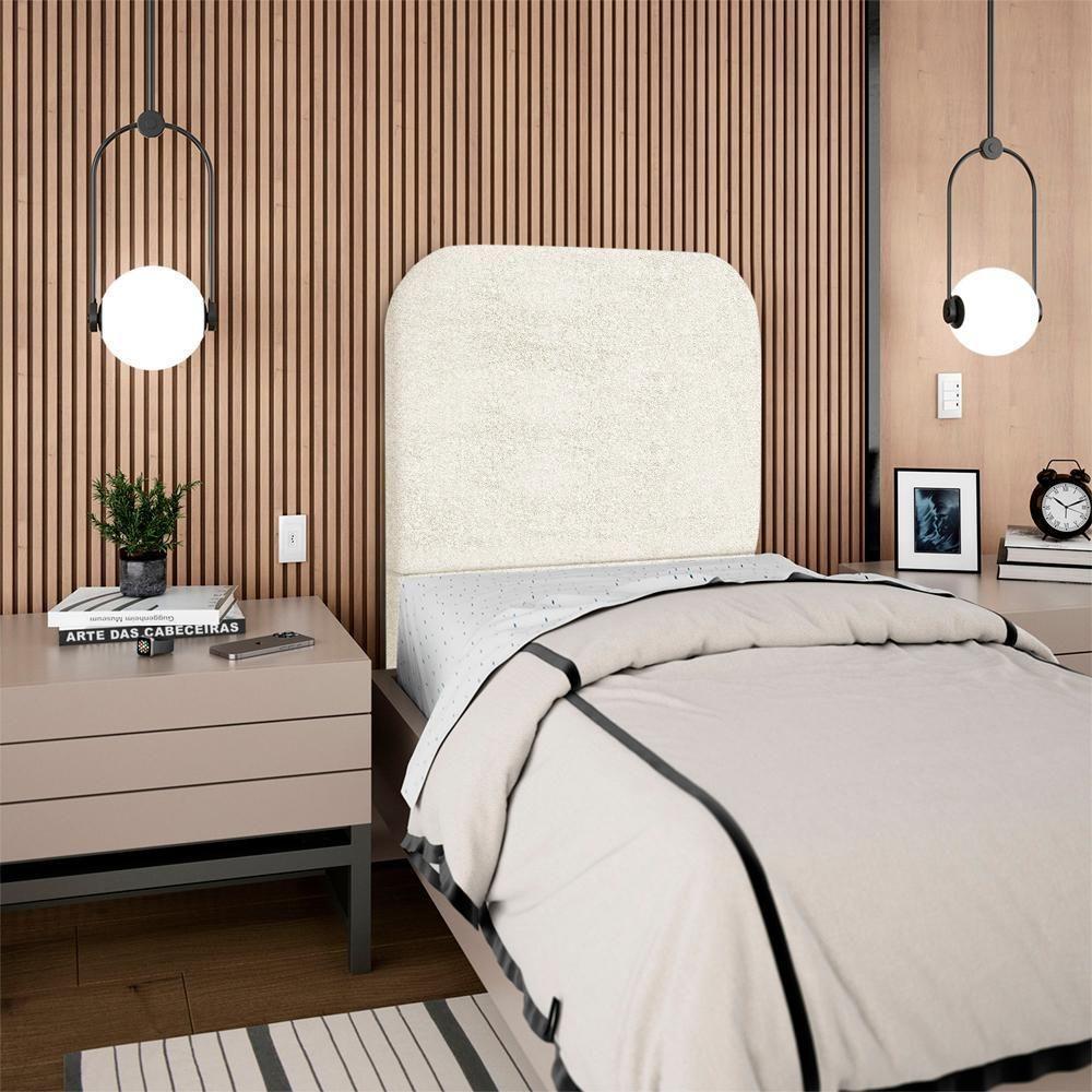 Cabeceira Solteiro 100 Cm Com Frame Alana Boucle Bege Artte Bege - 9