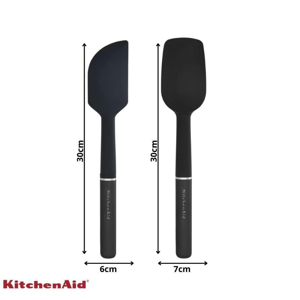 Jogo Espátula Pão Duro E Clássica Silicone Preto Kitchenaid - 5