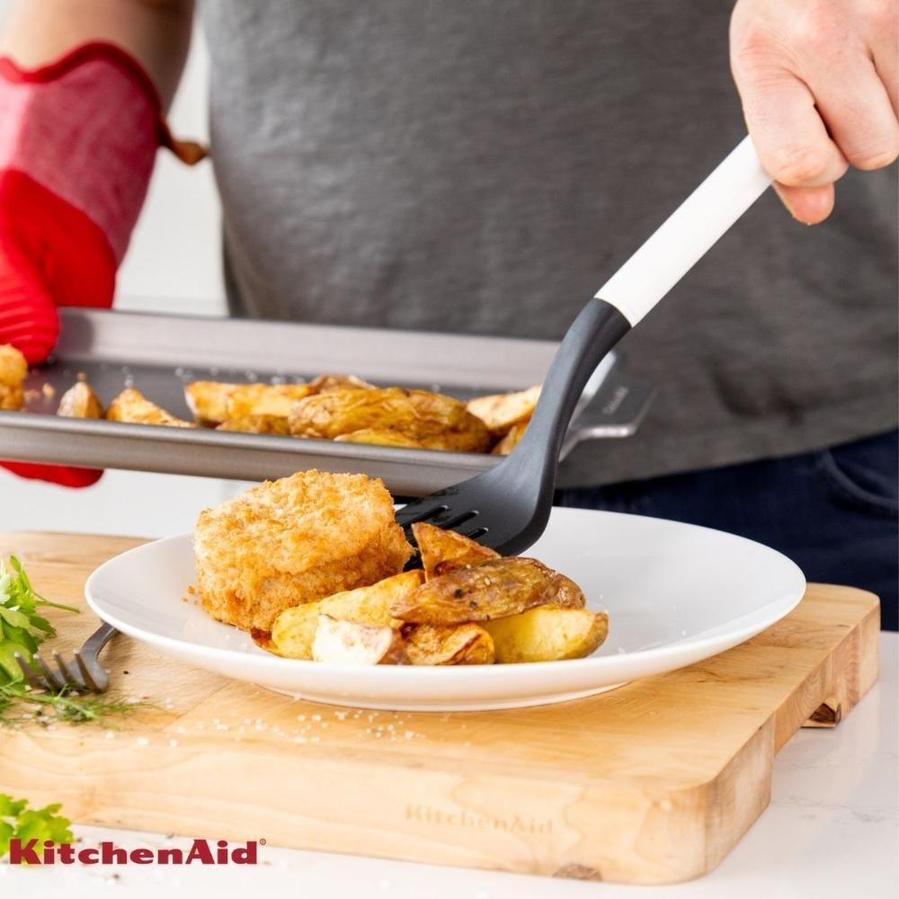 Espátula Perfurada 35cm Cozinha Em Nylon Branca Kitchenaid - 5