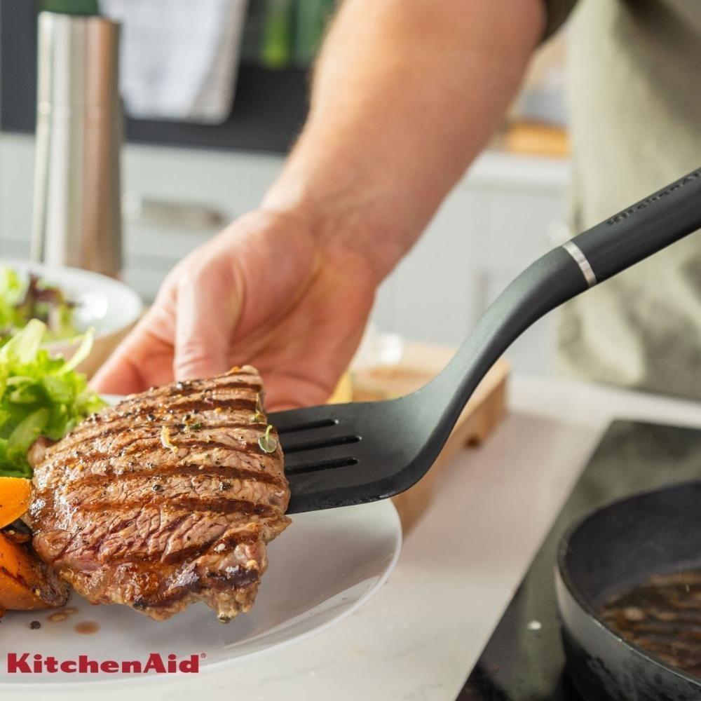 Espátula Perfurada 35cm Cozinha Em Nylon Preta Kitchenaid - 4