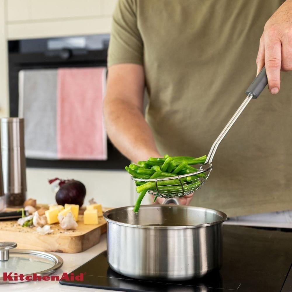 Escumadeira Em Aço Inox Fritura Cozinha Cinza Kitchenaid - 3