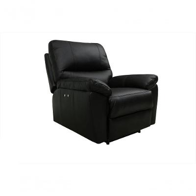 Poltrona Do Papai De Couro Genova Power Touch Preto Pigmentado - Mempra