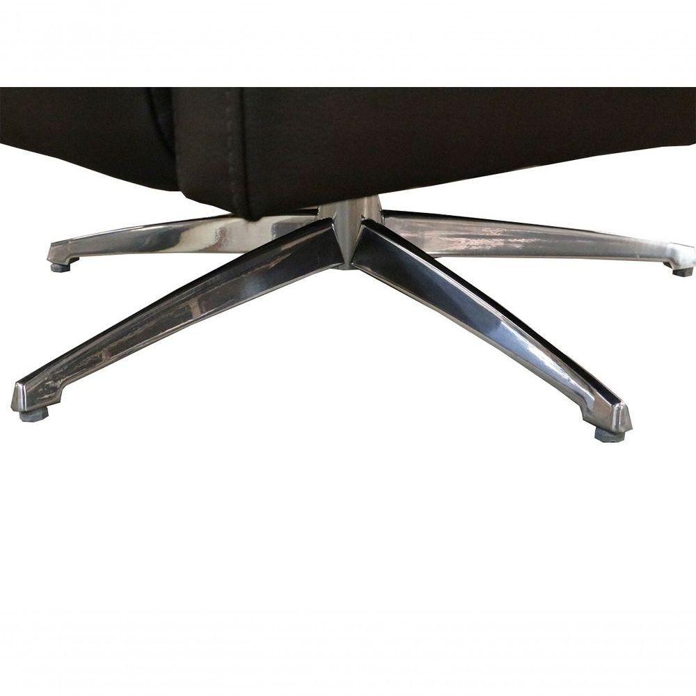 Poltrona Decorativa Giratória Azaléia De Couro Marrom - 5