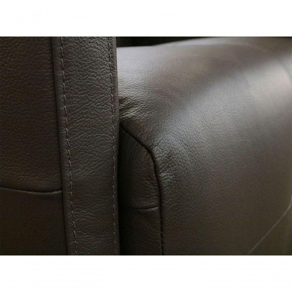 Poltrona Decorativa Giratória Azaléia De Couro Marrom - 6