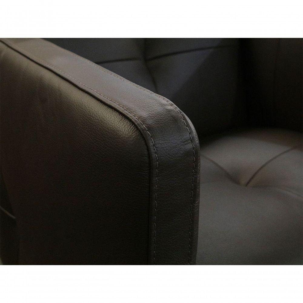 Poltrona Decorativa Giratória Azaléia De Couro Marrom - 8
