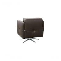 Poltrona Decorativa Giratória Azaléia De Couro Marrom