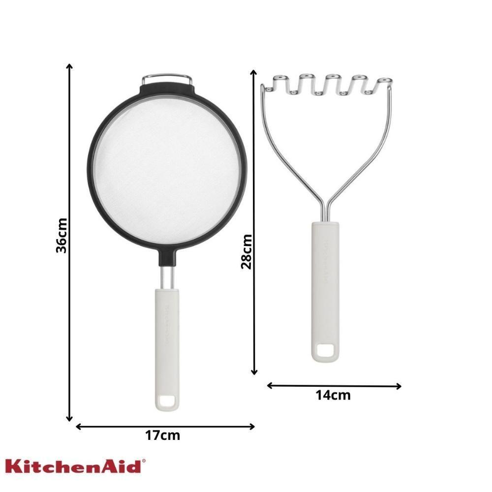 Jogo Peneira E Amassador Batatas Cozinha Branco Kitchenaid - 5