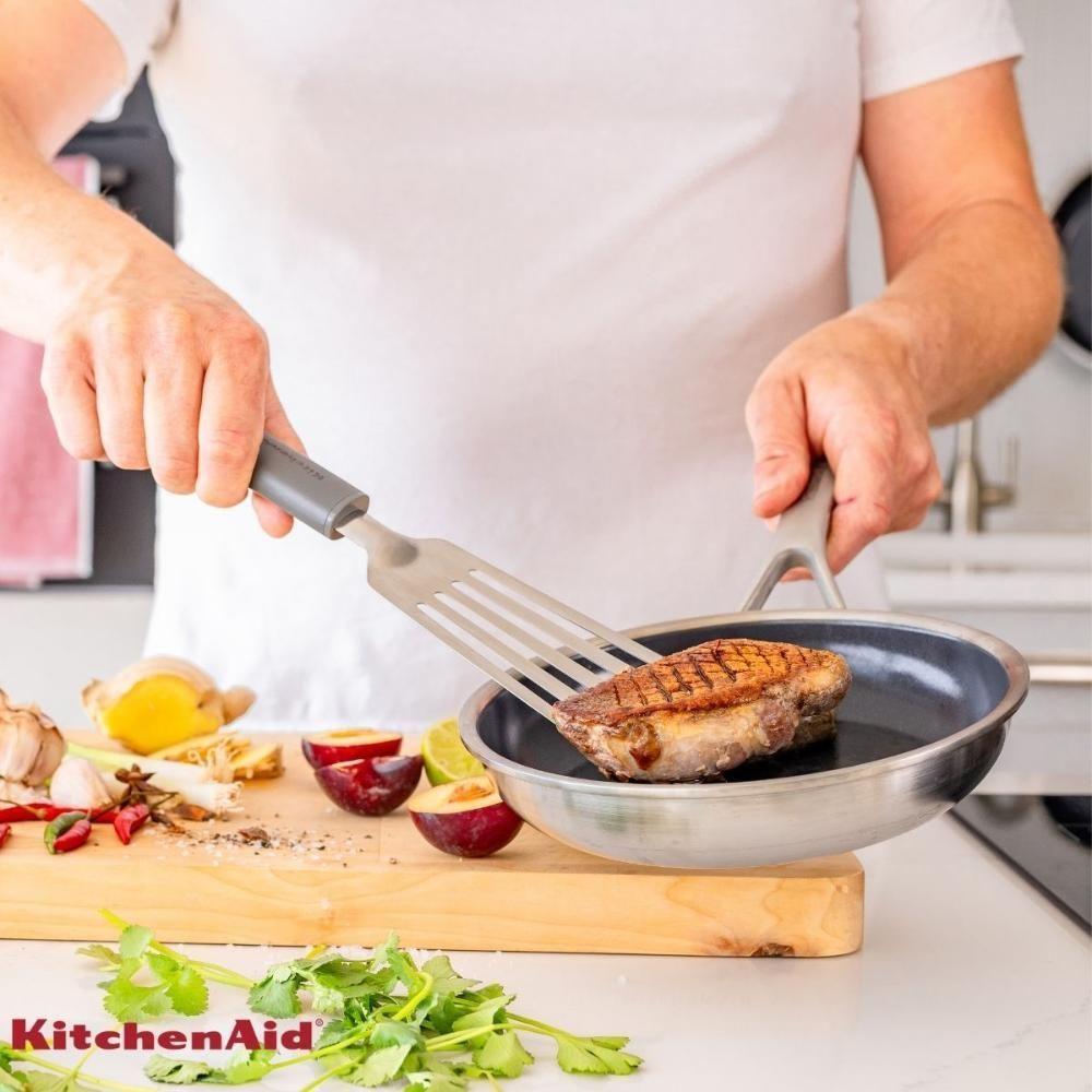 Espátula Flexível Perfurada 32cm Em Inox Cinza Kitchenaid - 6